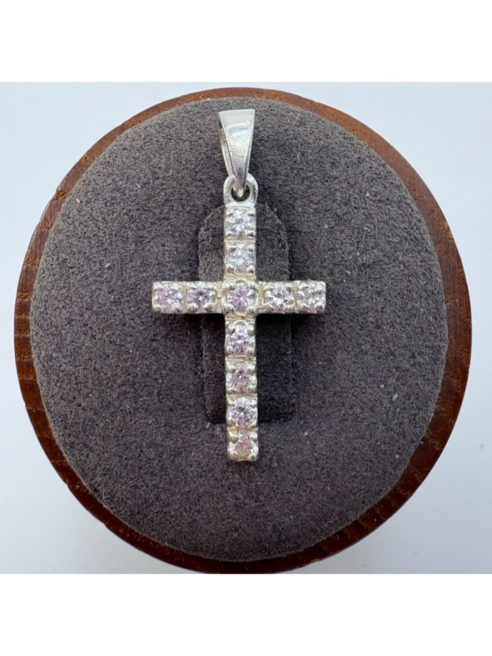 Cubic Zirconia Sterling Silver 925 Cross Pendant Size 1.25" Length